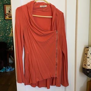 Pomelo salmon asymmetrical zip sweater